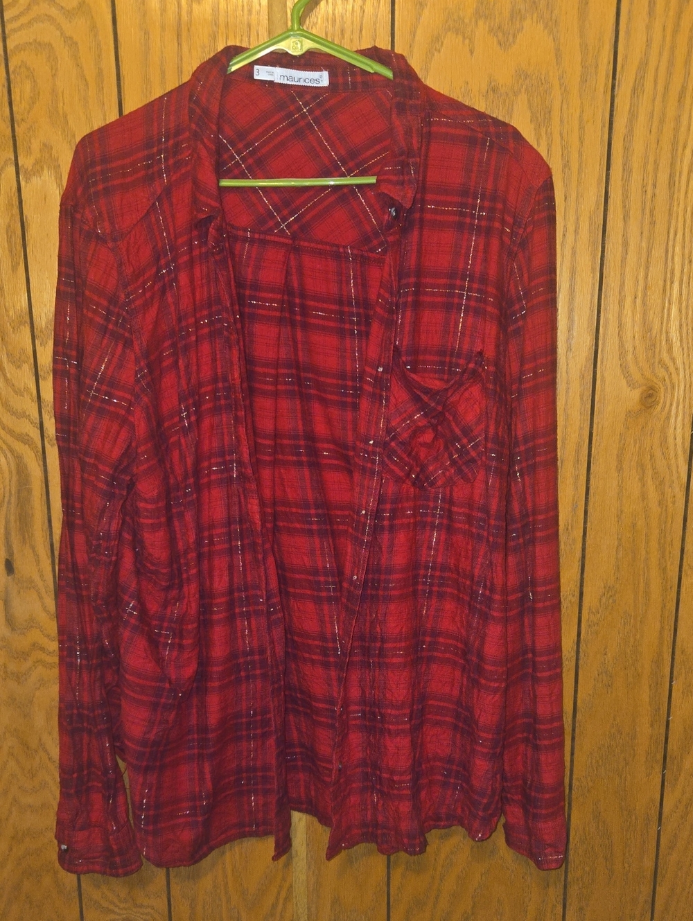 BOGO 🆓️ Maurices Red Plaid Button-Down Shirt